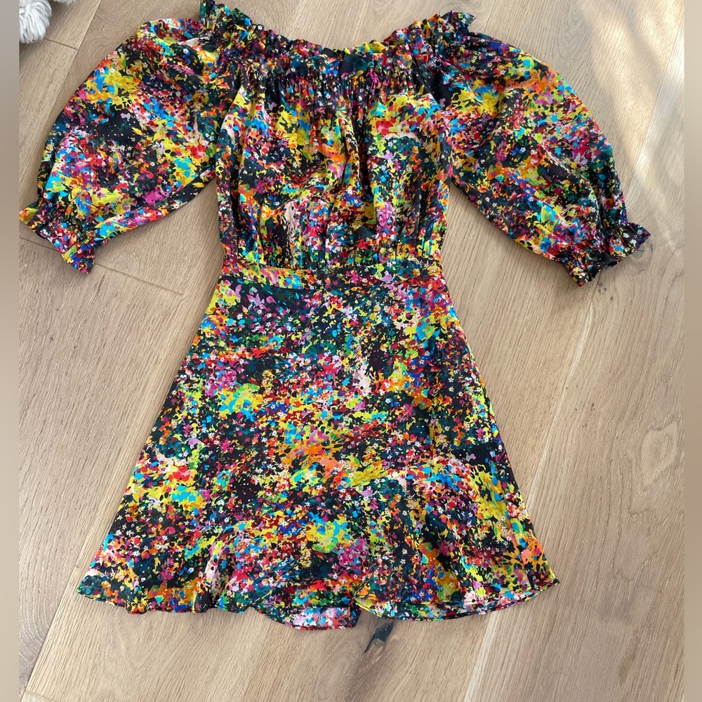 Saloni printed mini dress 0 NWT